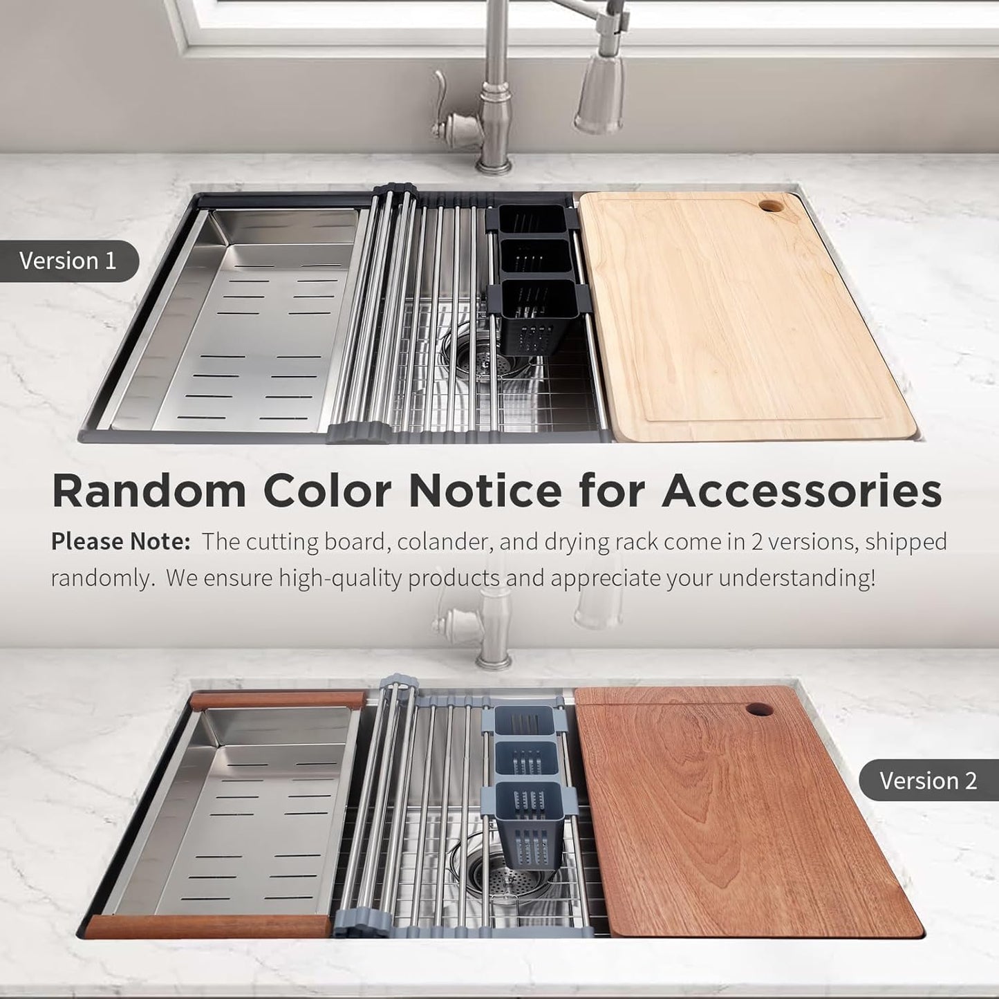 27-Inch Undermount Single Bowl Stainless Steel Kitchen Sink with Quiet Drain, 11-Gauge, Integrated Workstation Set