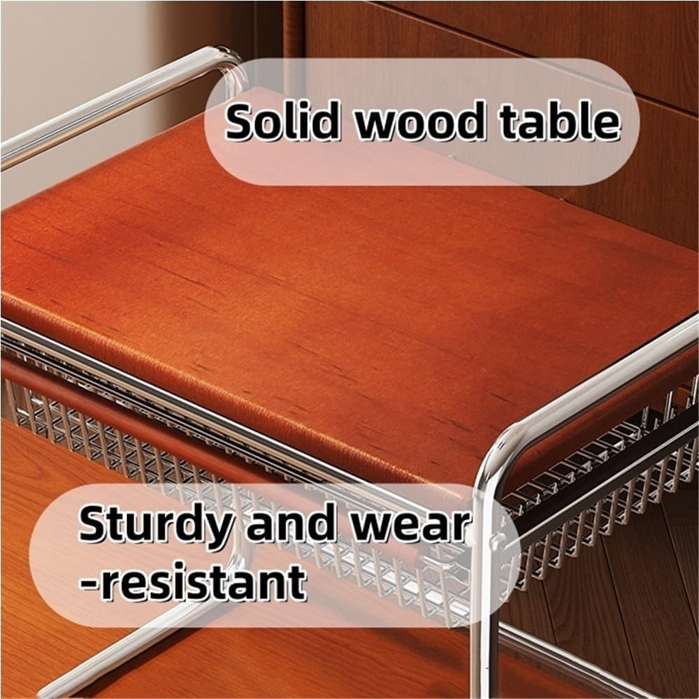 Metal Microwave Stand with Storage, Kitchen Countertop Rack with Pull-Out Basket, Multifunctional Microwave Shelf