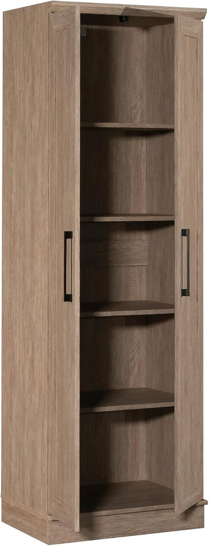 Kitchen Pantry Storage Cabinet with Adjustable Shelves, Brushed Oak Finish for Laundry and Bathroom