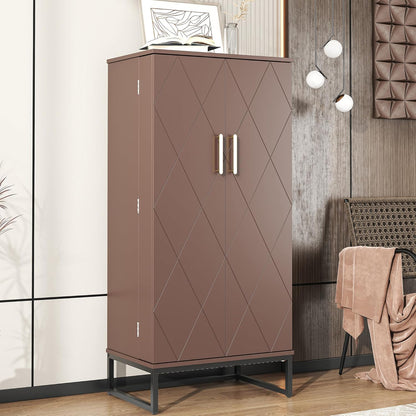 51" Brown Freestanding Pantry Cabinet with Adjustable Shelves, Buffet Storage Cupboard for Kitchen and Home Office