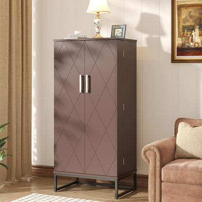 51" Brown Freestanding Pantry Cabinet with Adjustable Shelves, Buffet Storage Cupboard for Kitchen and Home Office