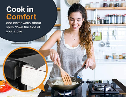 Silicone Stove Gap Covers, 2 Pack Heat Resistant Oven Gap Filler Seals Between Stovetop and Counter, Easy to Clean Stove Guard, 21 Inches, Black