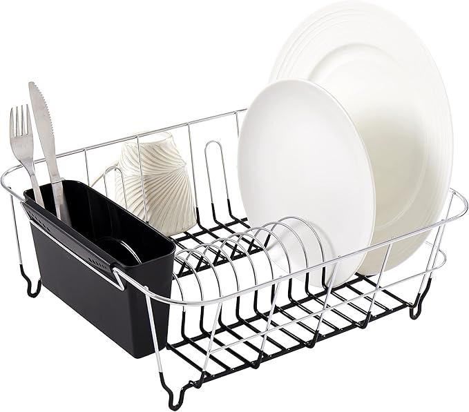 2-Piece Dish Drying Rack Set with Utensil Holder, Fits Most Sinks, 14.5x13x5.25", Red, Pack of 12