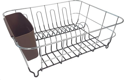 2-Piece Dish Drying Rack Set with Utensil Holder, Fits Most Sinks, 14.5x13x5.25", Red, Pack of 12