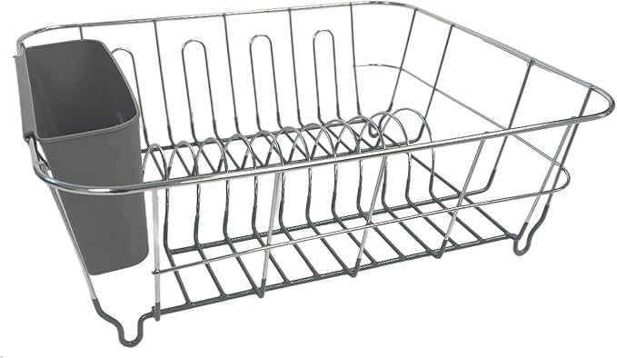 2-Piece Dish Drying Rack Set with Utensil Holder, Fits Most Sinks, 14.5x13x5.25", Red, Pack of 12