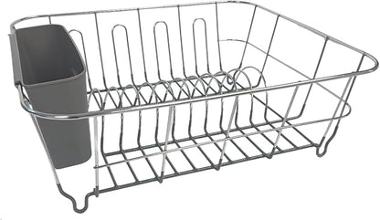2-Piece Dish Drying Rack Set with Utensil Holder, Fits Most Sinks, 14.5x13x5.25", Red, Pack of 12