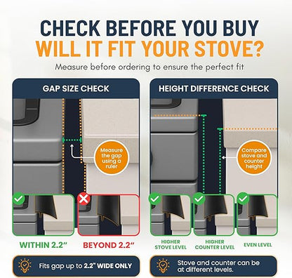 Silicone Stove Gap Covers, 2 Pack Heat Resistant Oven Gap Filler Seals Between Stovetop and Counter, Easy to Clean Stove Guard, 21 Inches, Black