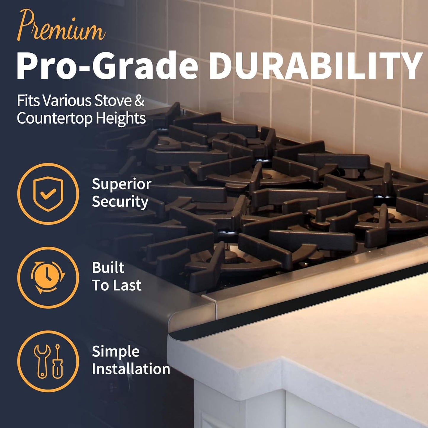 Stove Gap Covers Stainless Steel 2 Pack, Heat Resistant Oven Gap Filler Guards Trim Kit Between Stovetop and Counter