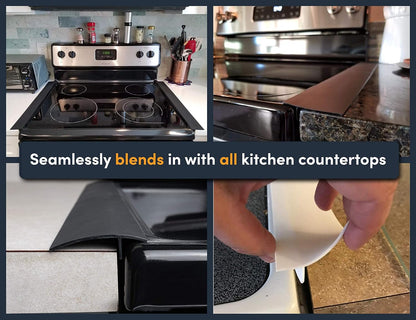 Silicone Stove Gap Covers, 2 Pack Heat Resistant Oven Gap Filler Seals Between Stovetop and Counter, Easy to Clean Stove Guard, 21 Inches, Black