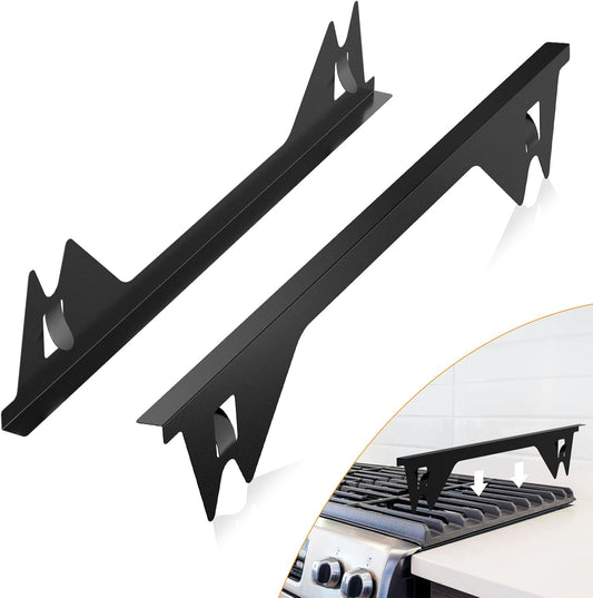 Stove Gap Covers Stainless Steel 2 Pack, 23.4" x 0.79", Heat Resistant Oven Gap Filler and Range Trim Kit, Black