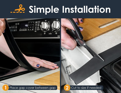 Silicone Stove Gap Covers, 2 Pack Heat Resistant Oven Gap Filler Seals Between Stovetop and Counter, Easy to Clean Stove Guard, 21 Inches, Black