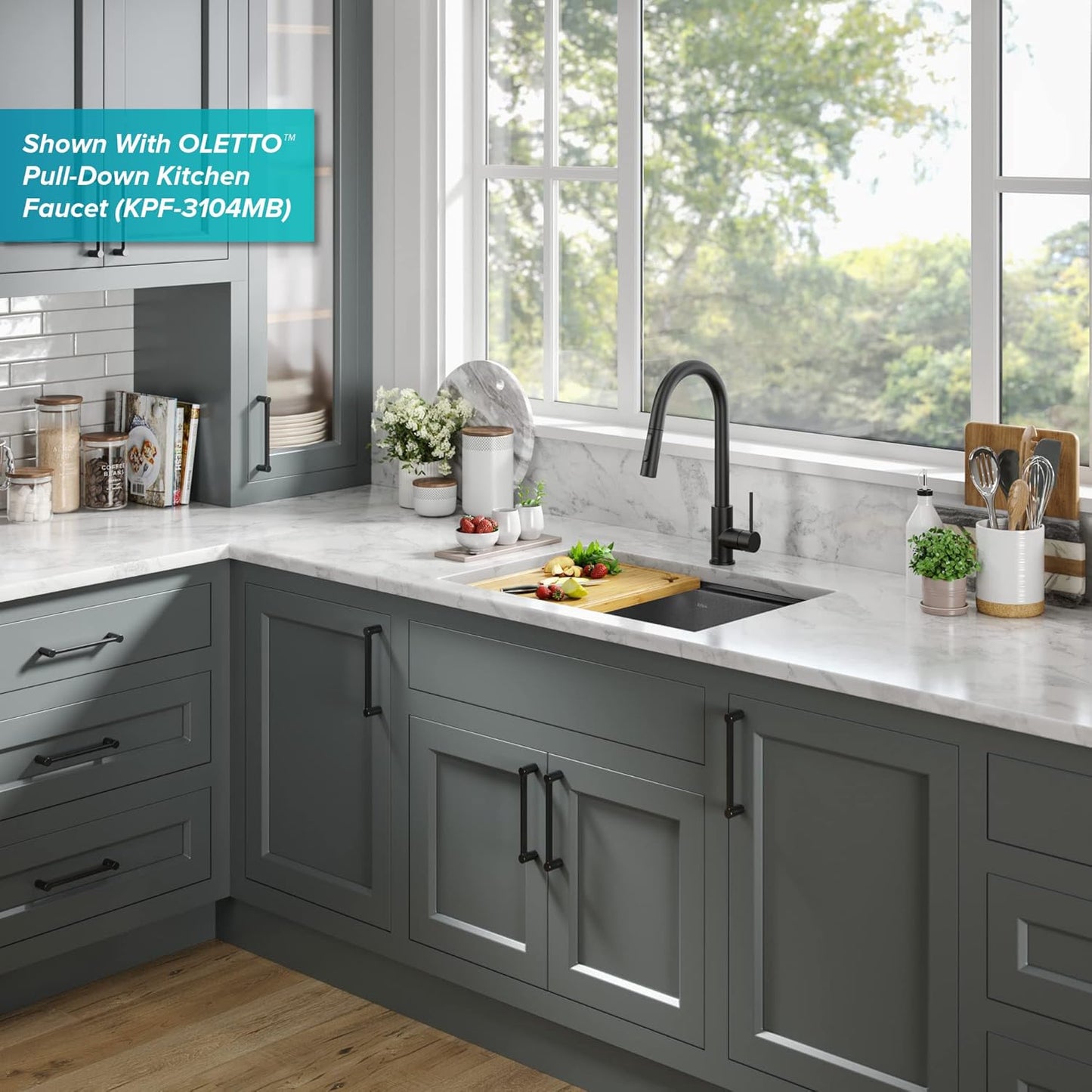 27-Inch Undermount Workstation Single Bowl Black Stainless Steel Kitchen Sink with Accessories, 16-Gauge, Gunmetal Finish