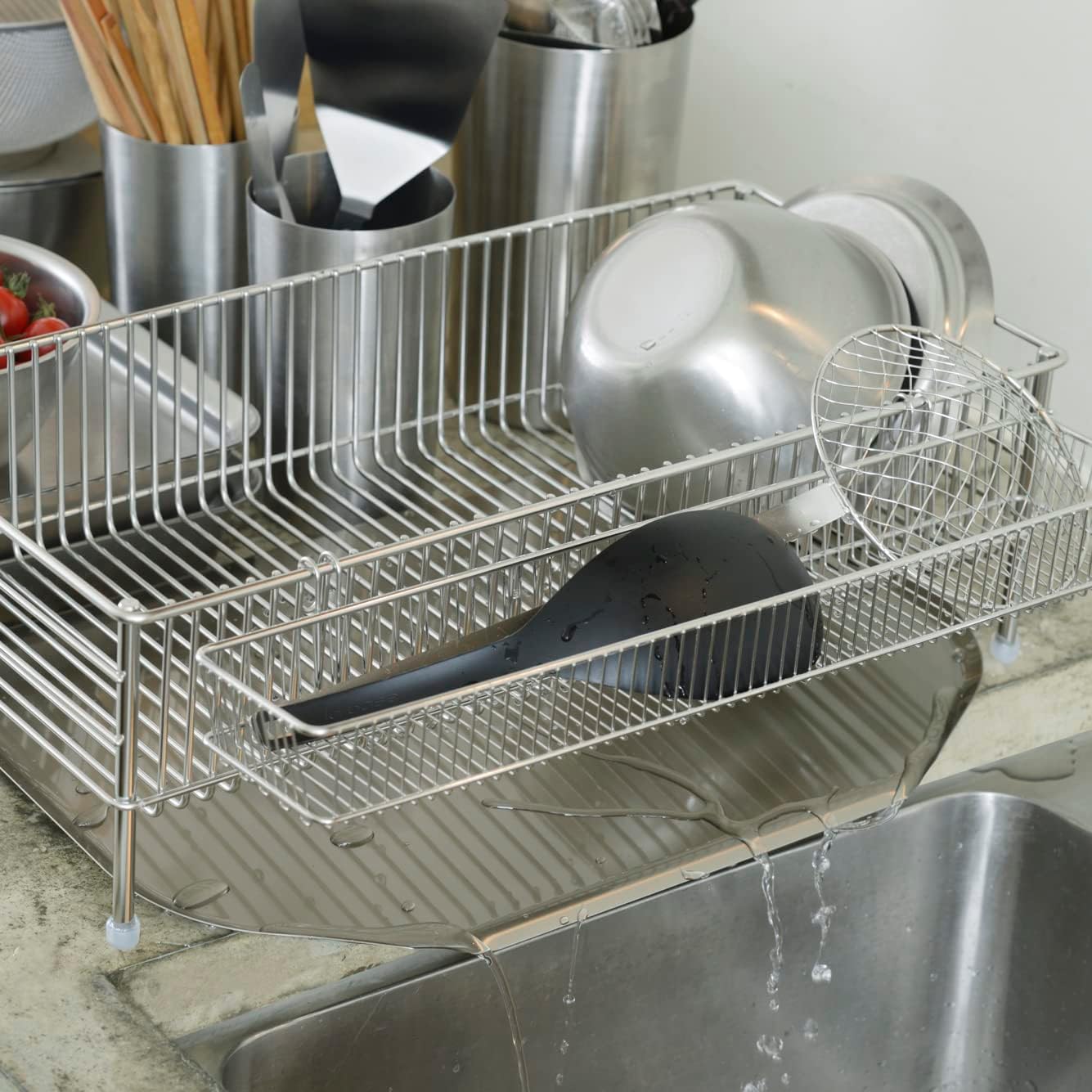 Stainless Steel Slim Vertical Drainer, 3-Piece Set