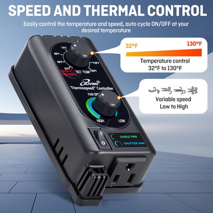 18" Wall Mounted Shutter Exhaust Fan with Automatic Shutter, Thermostat, Variable Speed, 1736CFM, 2600 SQF Coverage, Silver