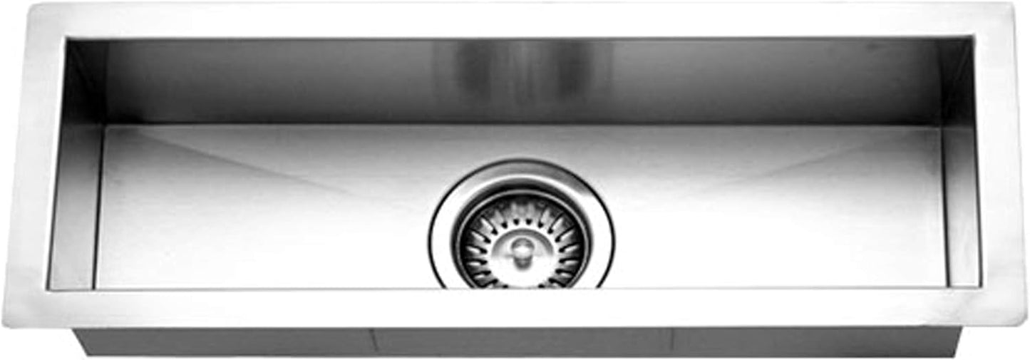 Contempo Trough Stainless Steel Kitchen Bar Sink, 23" Undermount with Strainer & Grid, Durable and Versatile for Home or Apartment, Model CTB-2385