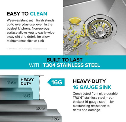 24-Inch Farmhouse Workstation Single Bowl Stainless Steel Kitchen Sink with Accessories, 16-Gauge