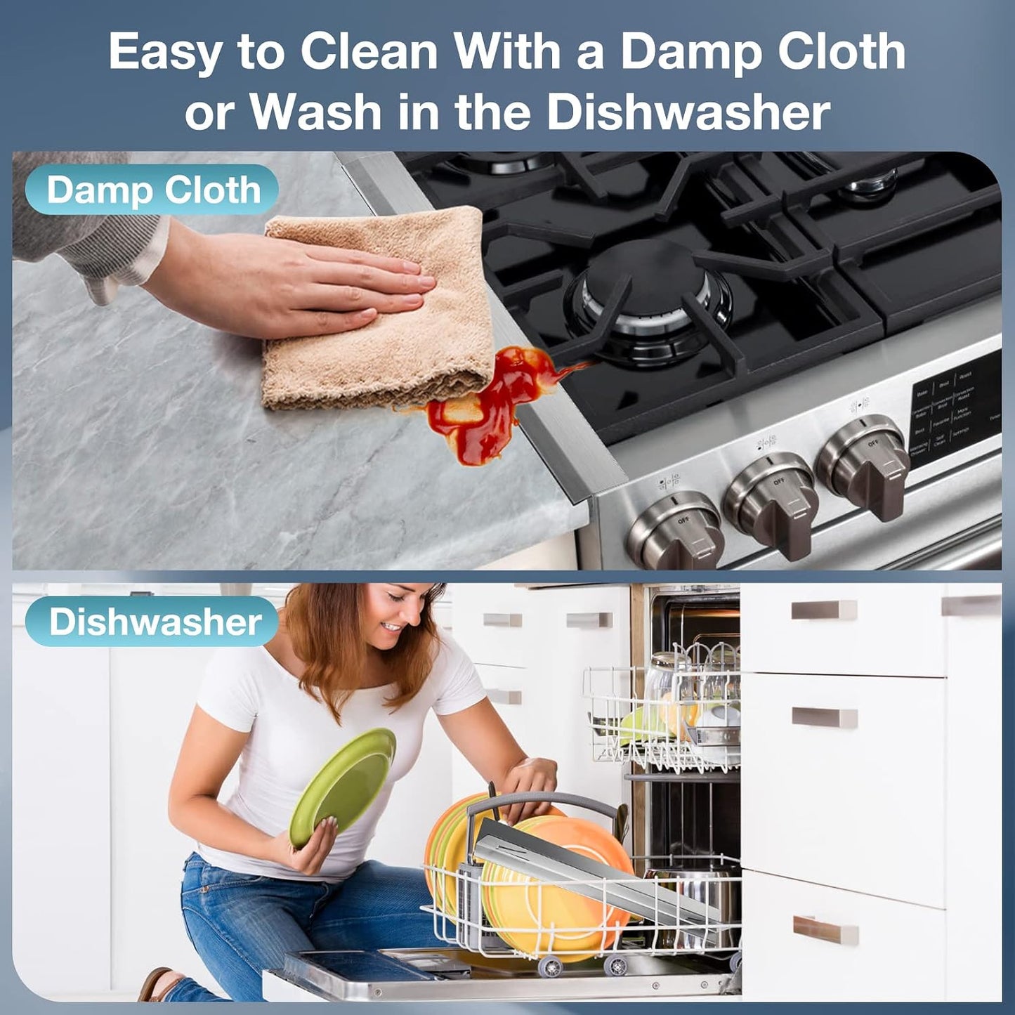 Stainless Steel Stove Gap Covers 2 Pack, Retractable 13.8"-27.5" Heat Resistant Oven Gap Filler and Cooktop Trim Kit, Silver