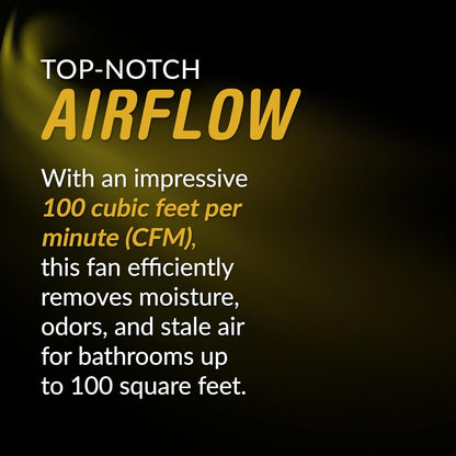 Bathroom Ventilation Exhaust Fan, 100CFM, 0.8 Sone, No Attic Access Required