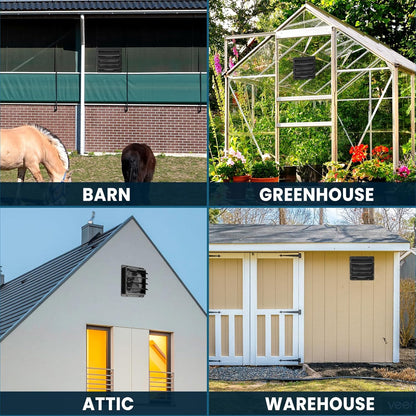 10" Shutter Exhaust Fan, 647CFM Low Noise with Mesh Screen for Basement, Shed, Gable, or Chicken Coop Ventilation, Black