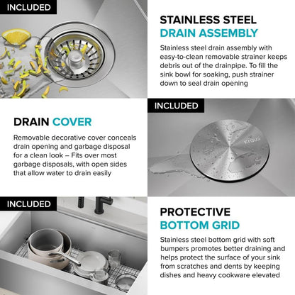 24-Inch Farmhouse Workstation Single Bowl Stainless Steel Kitchen Sink with Accessories, 16-Gauge