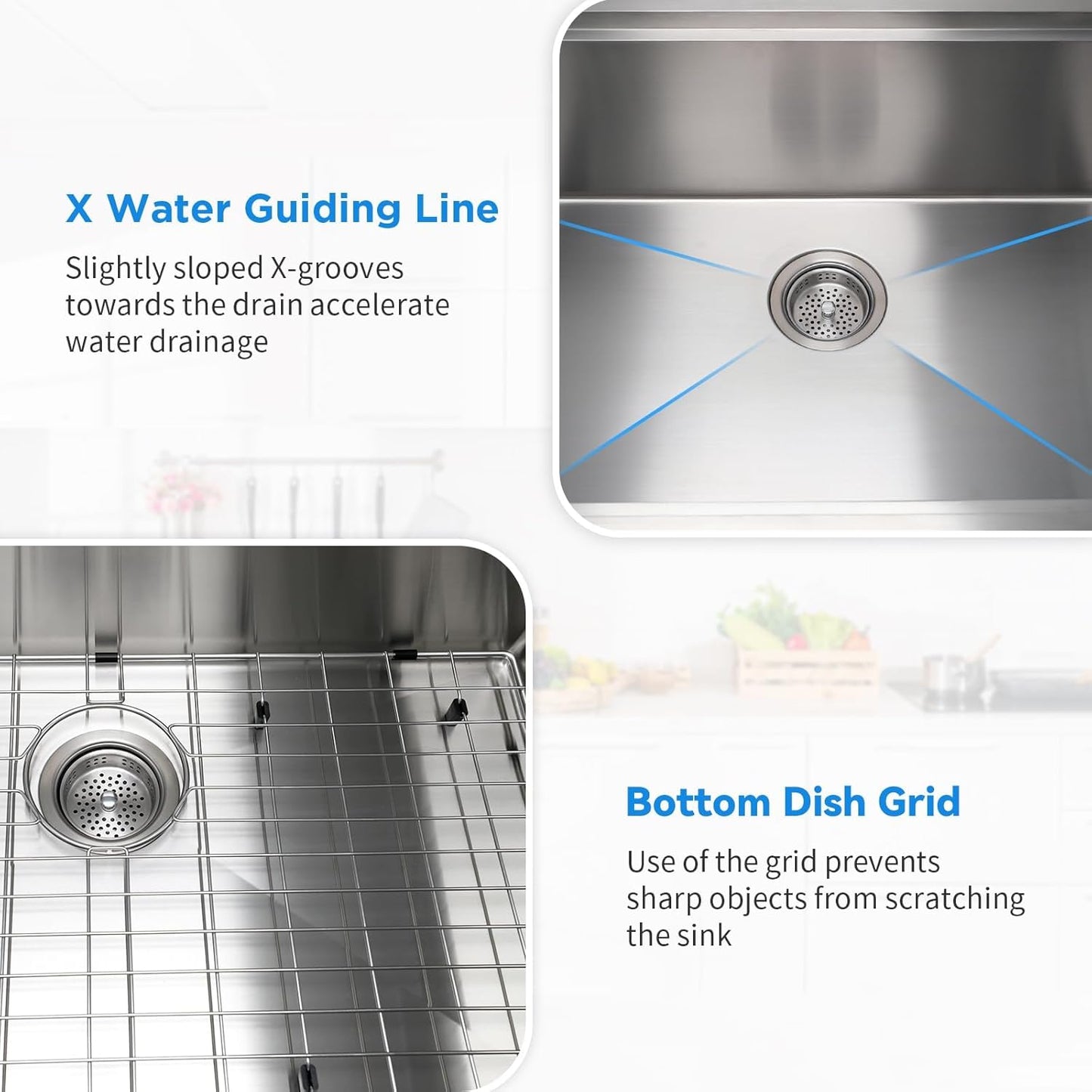 27-Inch Undermount Single Bowl Stainless Steel Kitchen Sink with Quiet Drain, 11-Gauge, Integrated Workstation Set