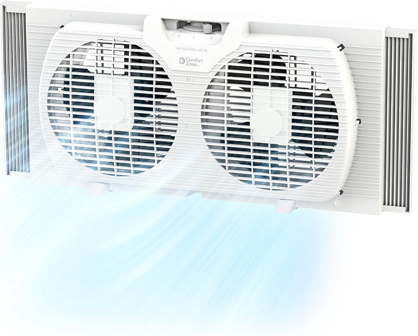 Twin Window Fan with Reversible Airflow, 9" Dual Fan, 2-Speed, Auto-Locking Expanders, 9.84 ft/sec, for Home, Kitchen, Bedroom, or Office