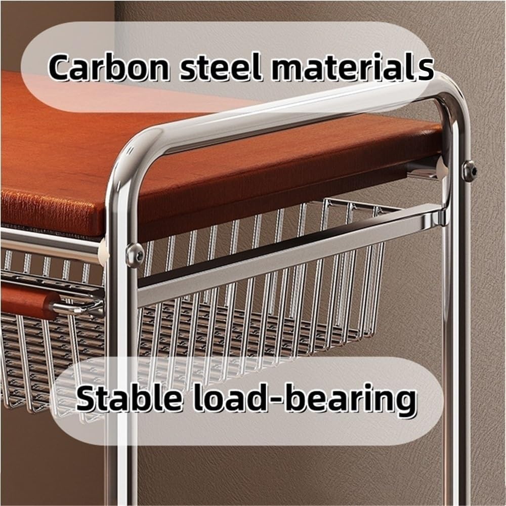 Metal Microwave Stand with Storage, Kitchen Countertop Rack with Pull-Out Basket, Multifunctional Microwave Shelf