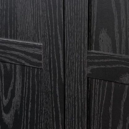 Tall Black Storage Cabinet with 4 Adjustable Shelves for Multi-Room Use