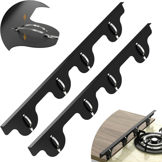 Stove Gap Covers Stainless Steel 2 Pack, Retractable 13.8"-27.5" Oven Gap Filler with Spring Clip, Strong Guard Between Stovetop and Counter