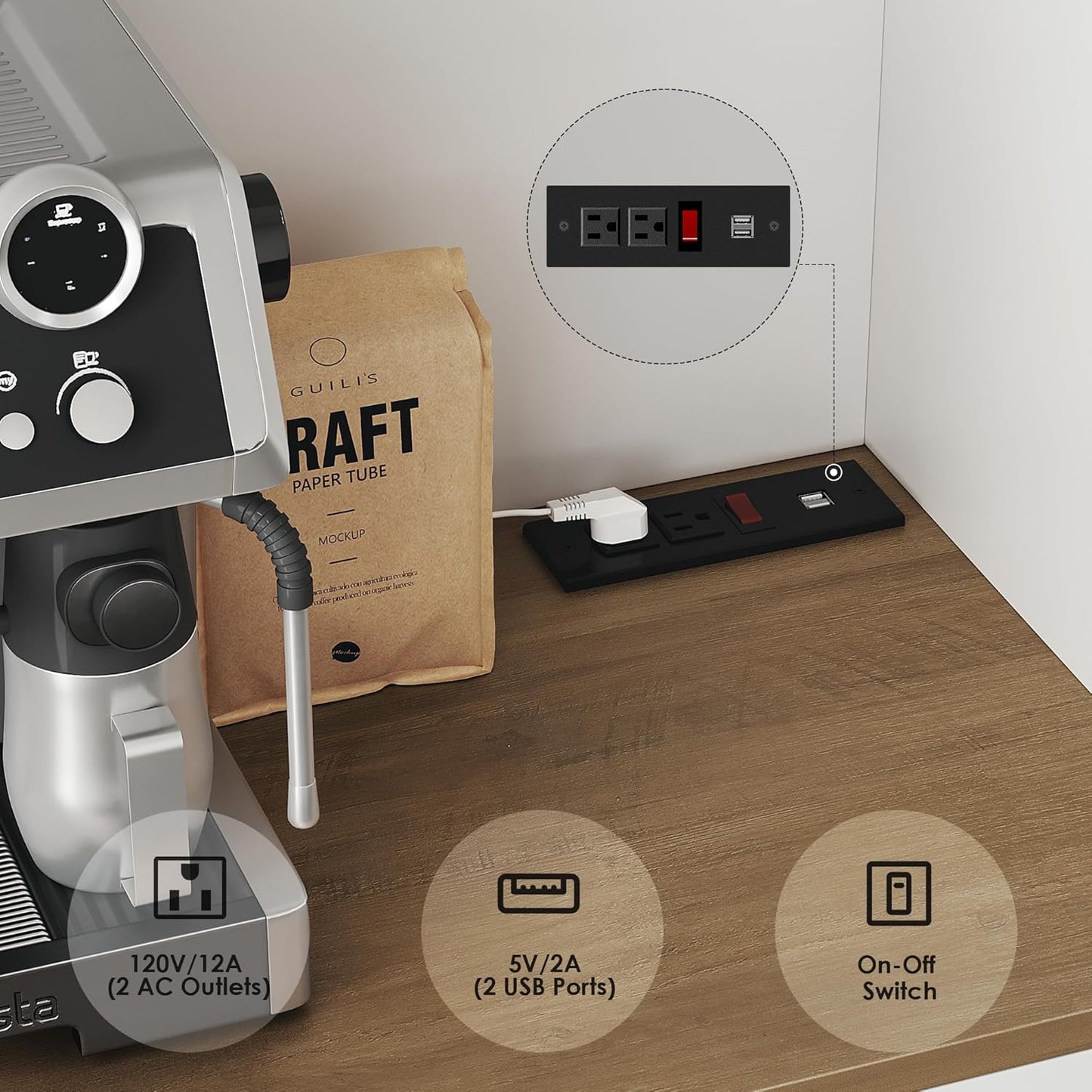 71" White Pantry Cabinet with Charging Station, Microwave Stand, Storage Drawers, Farmhouse Hutch for Kitchen, Dining, Living Room