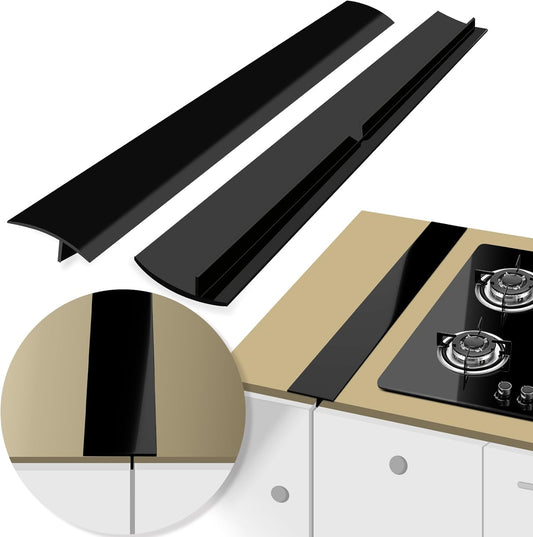 Silicone Stove Gap Cover 21" (2 Pack, Black) – Heat Resistant Kitchen Counter Gap Filler, Easy to Clean Stove Guard Between Stove and Counter