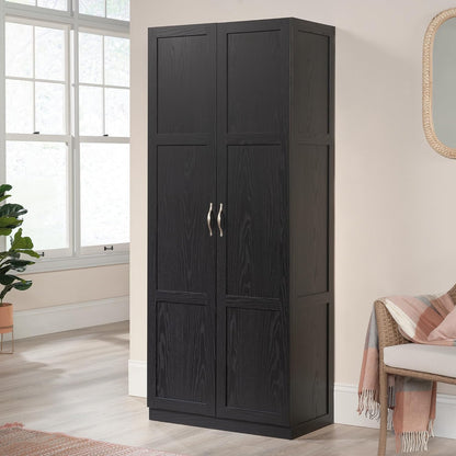 Tall Black Storage Cabinet with 4 Adjustable Shelves for Multi-Room Use