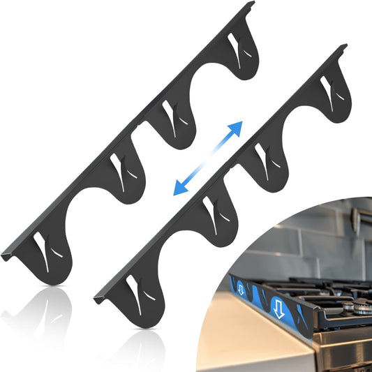 Stainless Steel Stove Gap Covers 2 Pack, Adjustable 13.8"-27.5", Heat Resistant Oven Gap Filler and Range Trim Kit, Black