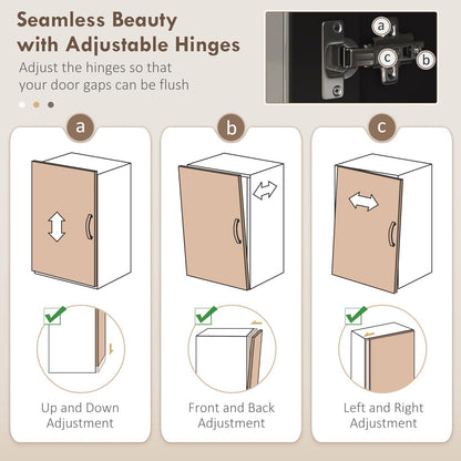 72" Black Freestanding Kitchen Pantry Cabinet with Hutch, Glass Doors, Large Countertop, Adjustable Shelves for Dining Room