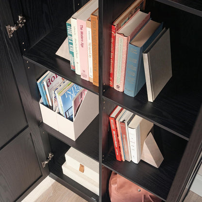 Tall Black Storage Cabinet with 4 Adjustable Shelves for Multi-Room Use